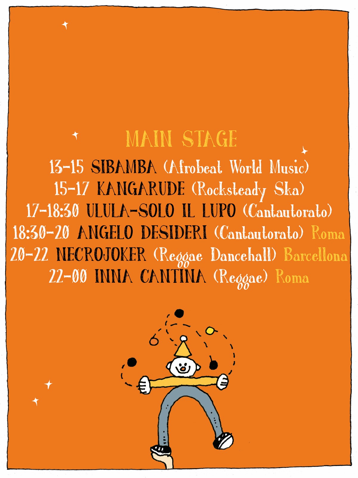 Programma Andarò — 5 settembre, Main Stage